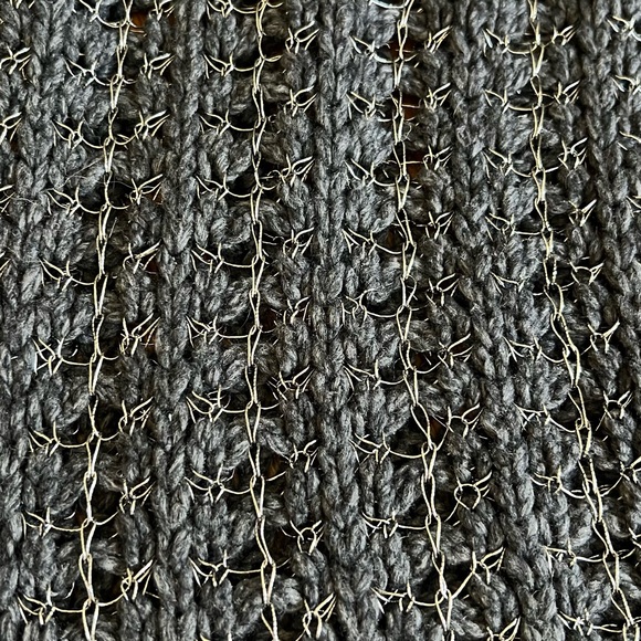 Duffy dark blue/ grey sweater with open knit style with metal wire - size small - Picture 2 of 9